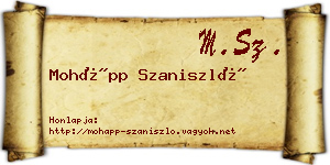 Mohápp Szaniszló névjegykártya